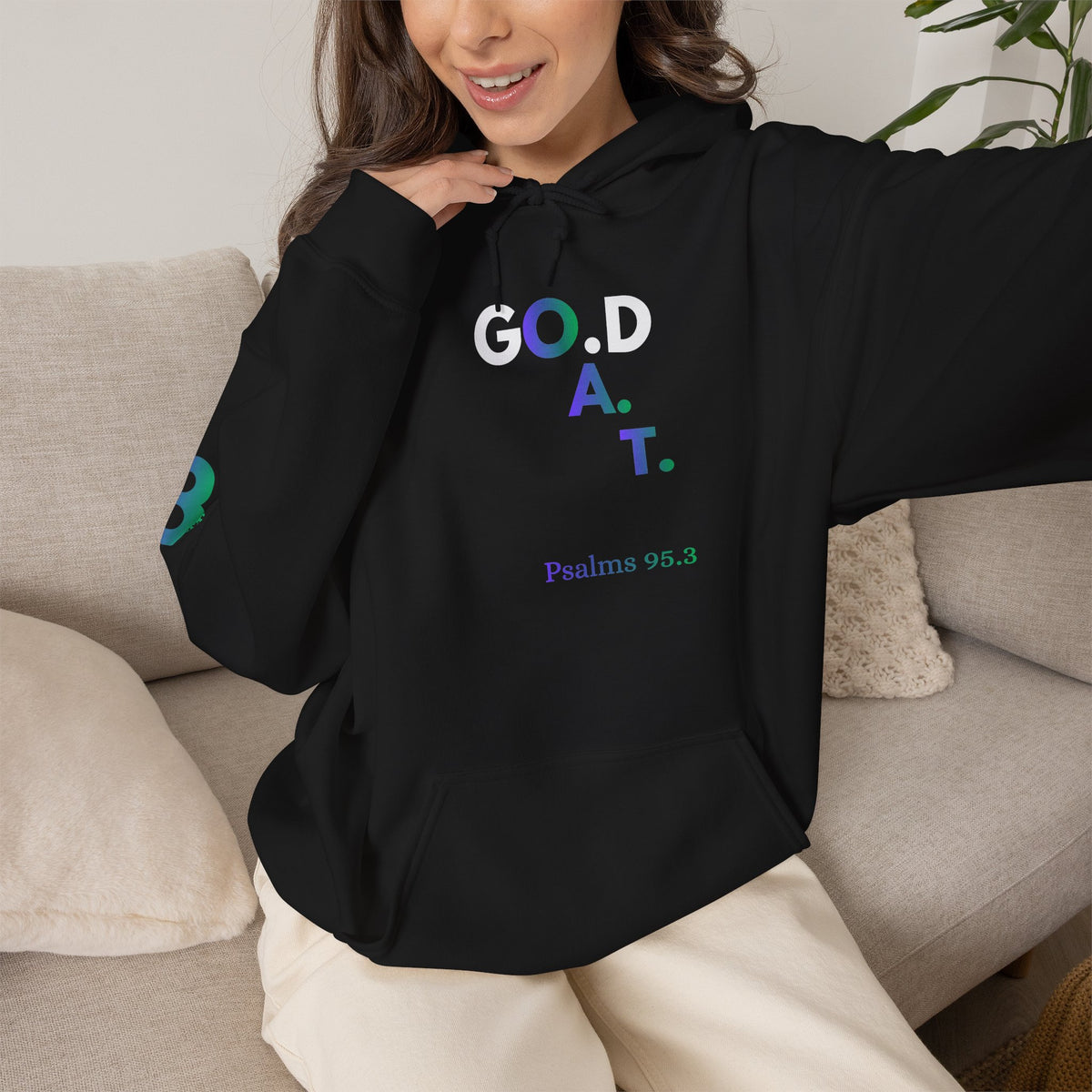 GOD is G.O.A.T Grape Splash Palms 99.3” Faith-Inspired Hoodie