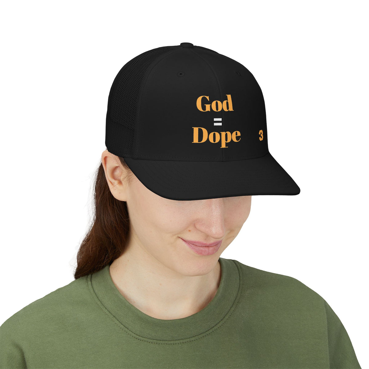 God = Dope Gold Trucker Cap | Faith Graphic Snapback