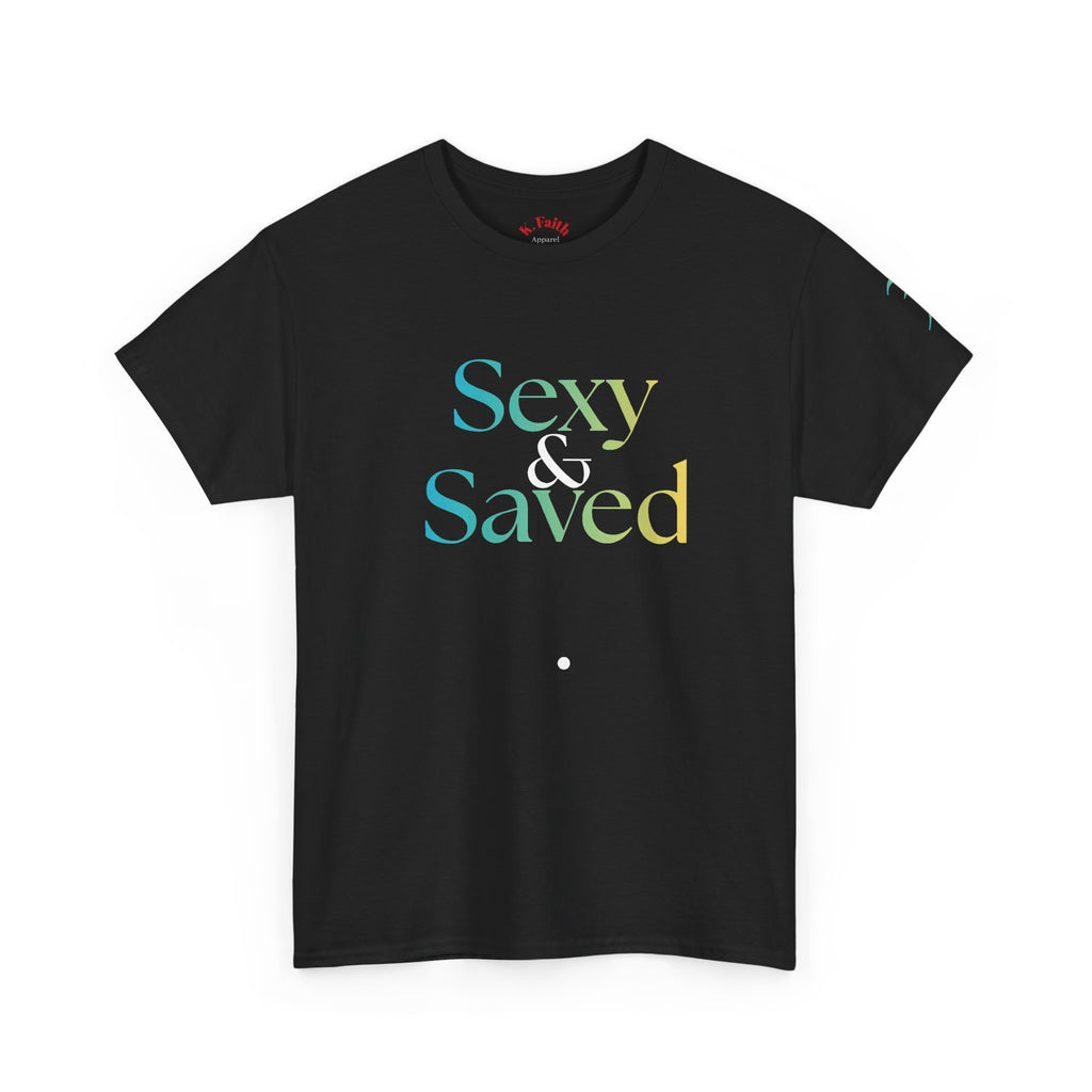 Sexy & Saved Period Caribbean Vibes & Ice Logo Tee | Retro collegiate script, small chest print