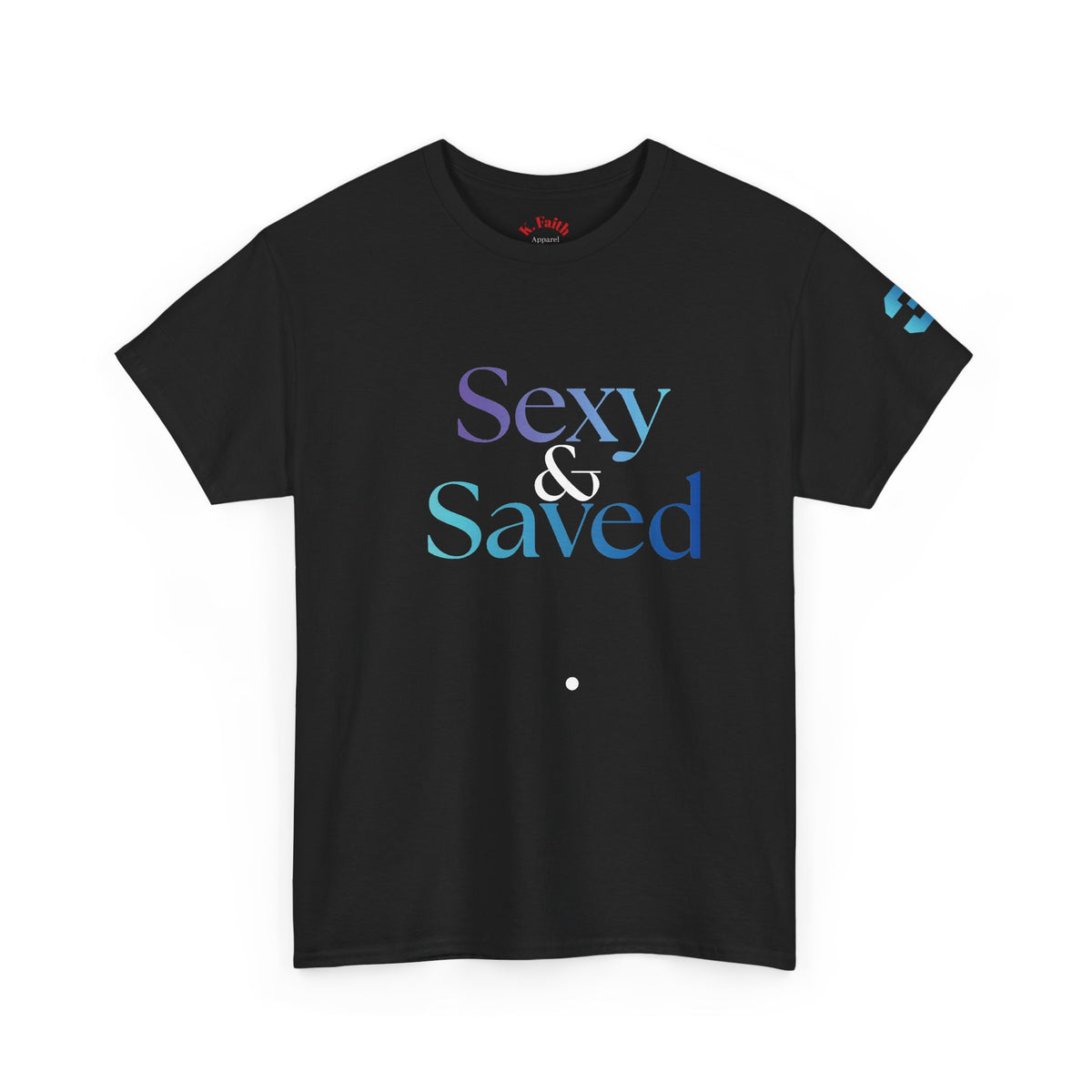 Sexy & Saved Period Logo Tee | Retro collegiate script, small chest print
