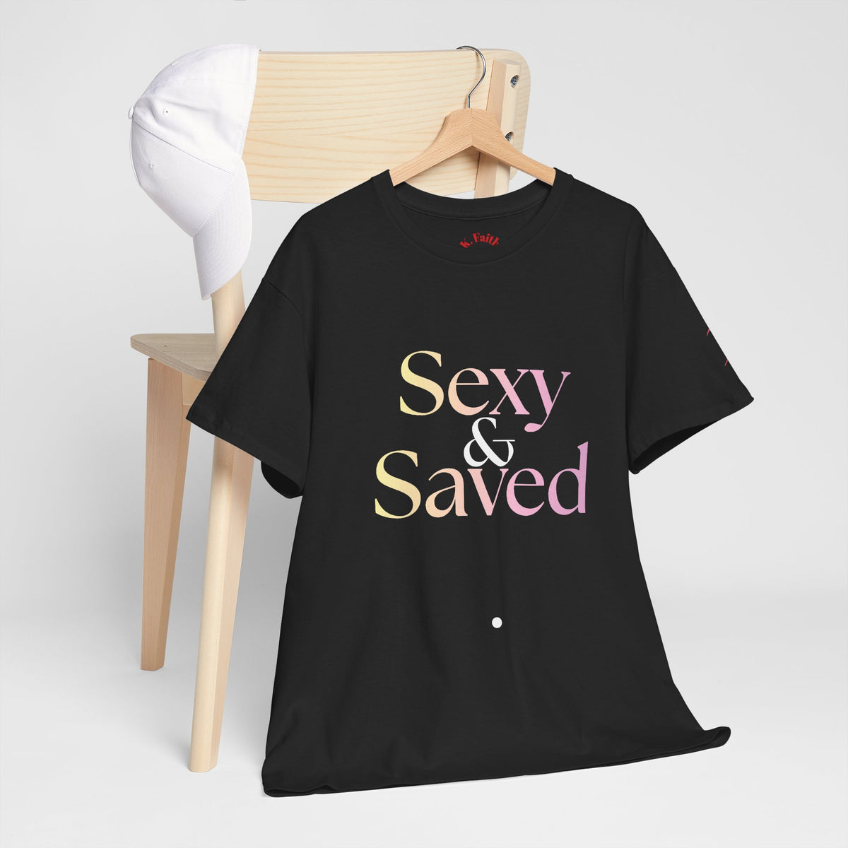 Sexy, & Saved period Teal Tropical Paradise Twist Logo Tee | Retro collegiate script, small chest print
