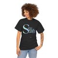 Copy of Sexy, & Saved period Teal Tropical Paradise Twist Logo Tee | Retro collegiate script, small chest print