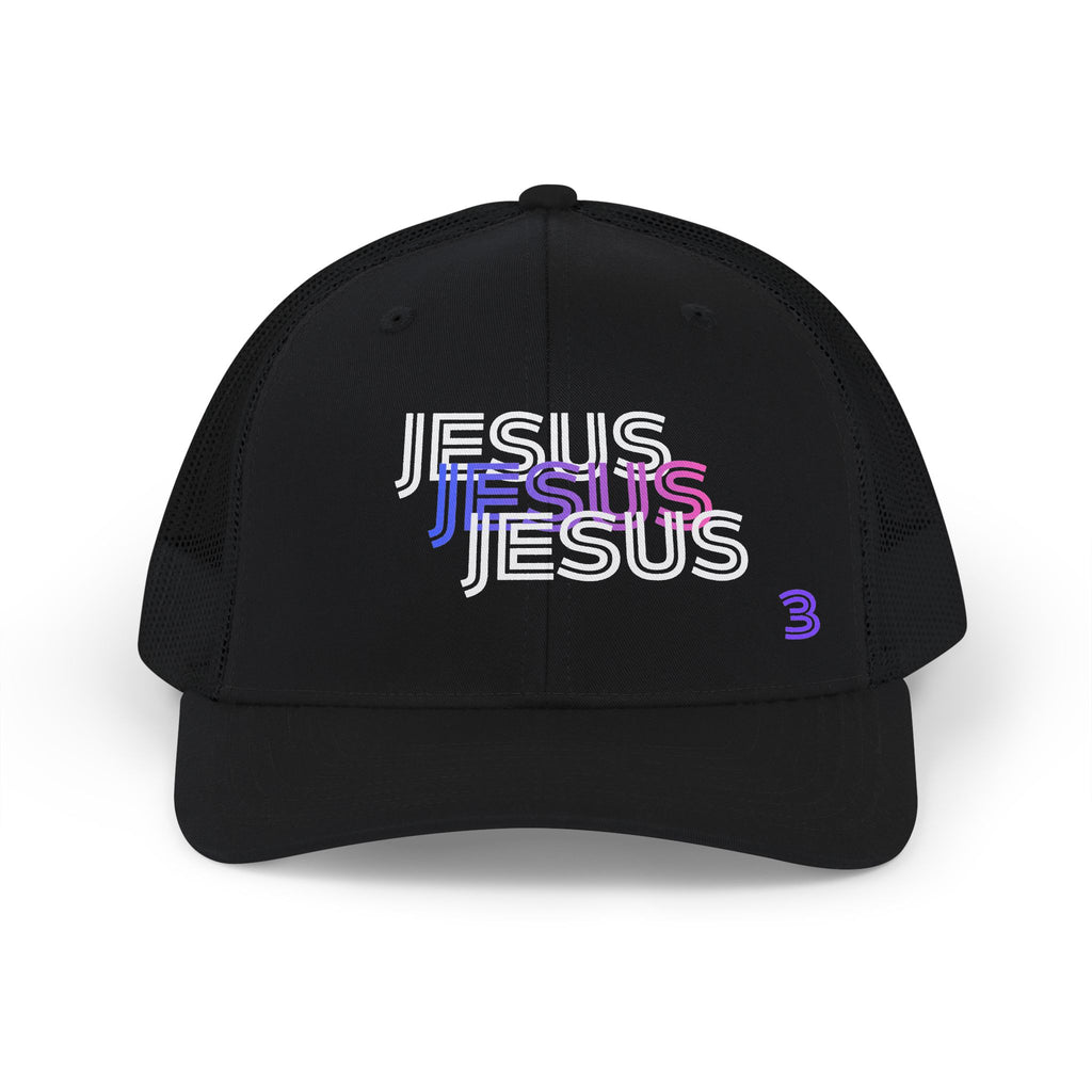 Jesus 3N1 Grape Splash Retro Stack Trucker Cap | Faith Graphic Snapback
