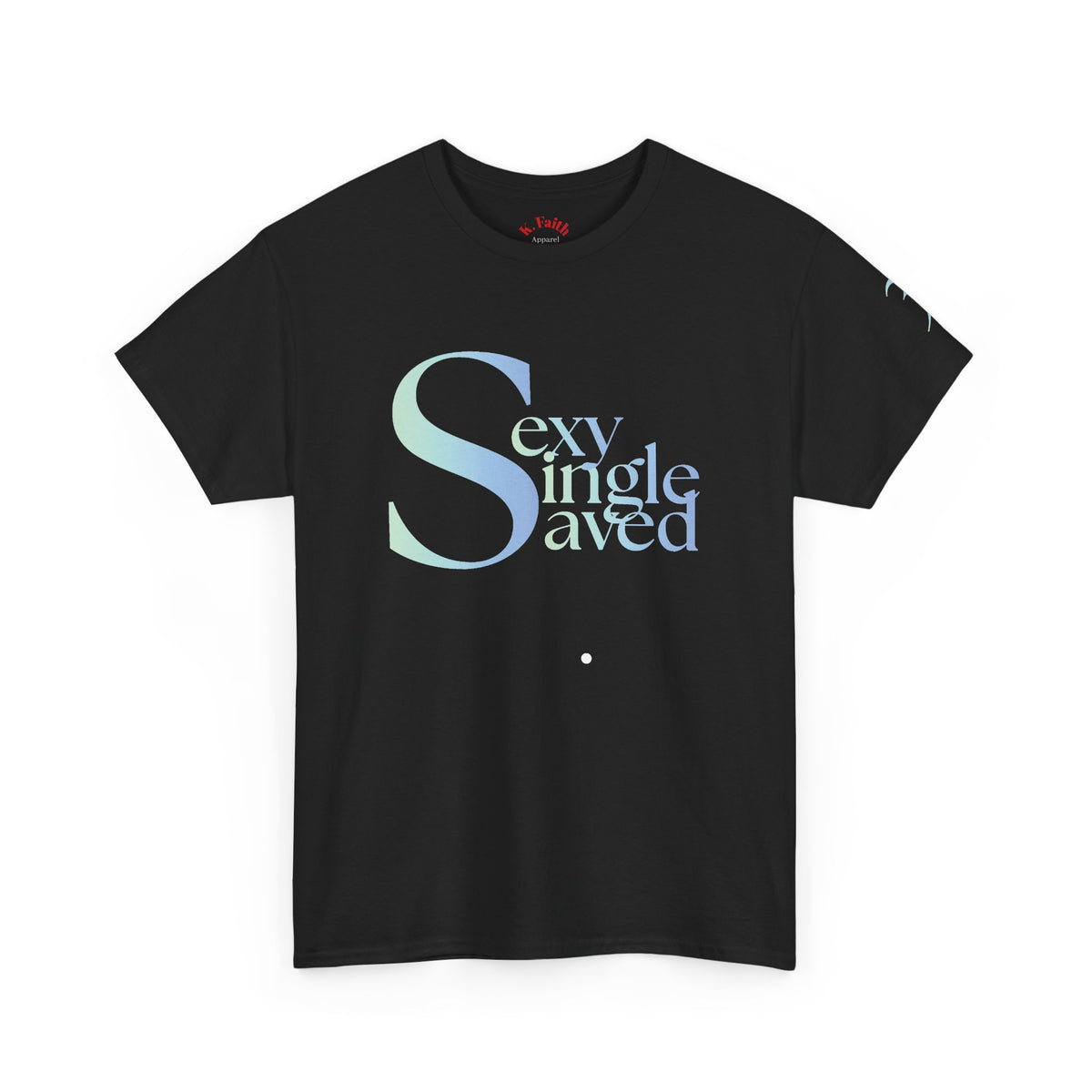 Copy of Sexy, & Saved period Teal Tropical Paradise Twist Logo Tee | Retro collegiate script, small chest print