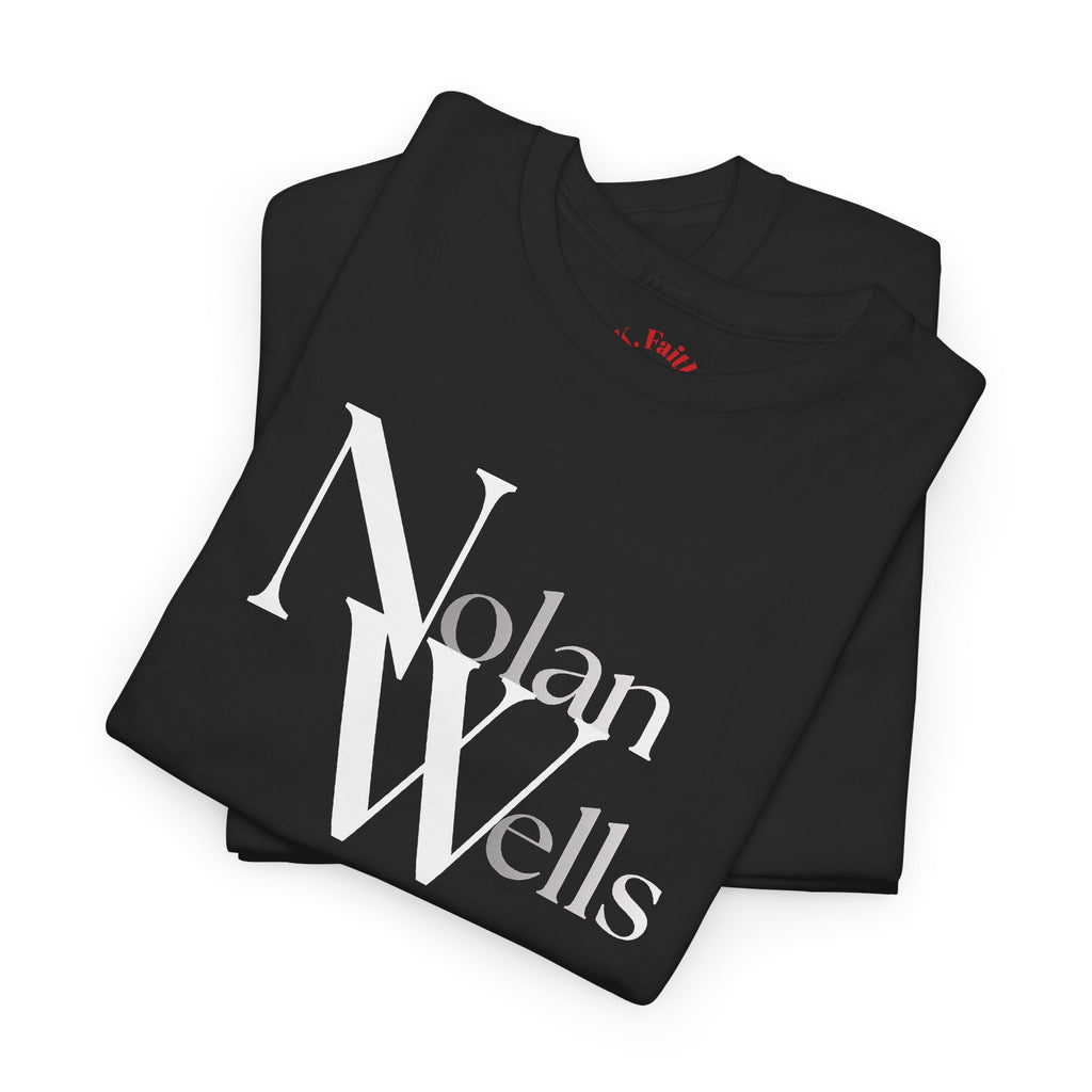 Nolan Wells Justice Tee | Retro collegiate script, small chest print