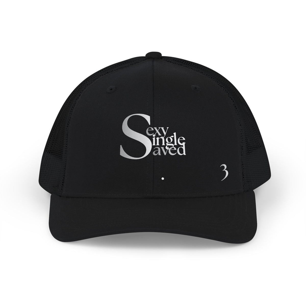 Sexy, Single, & Saved Period Grey White Blend Trucker Cap | Faith Graphic Snapback