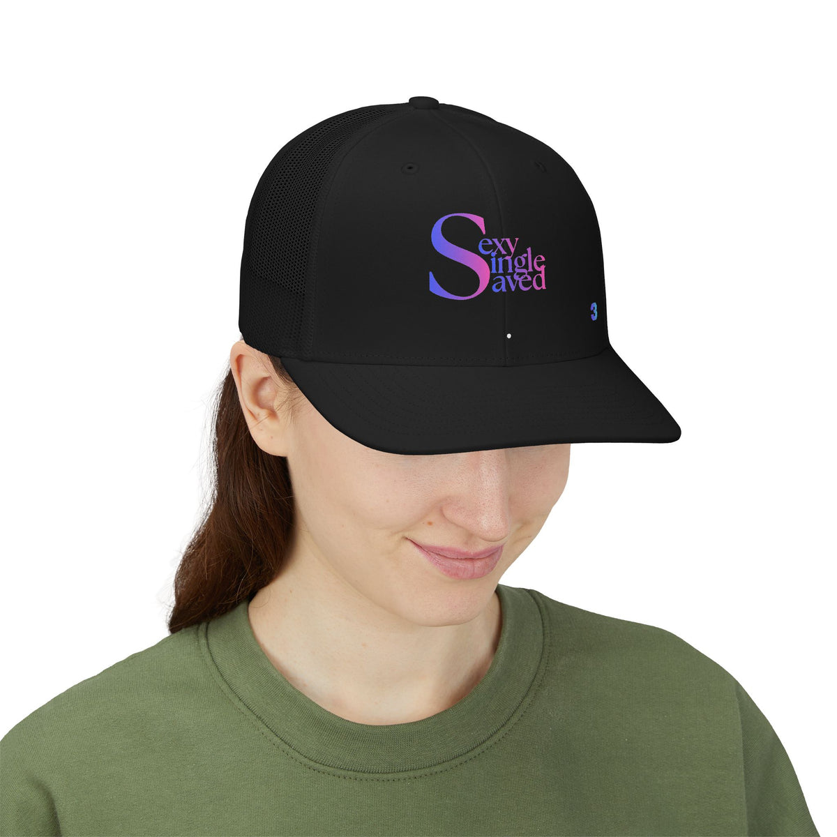 Sexy, Single, & Saved Period Stack Trucker Cap | Faith Graphic Snapback