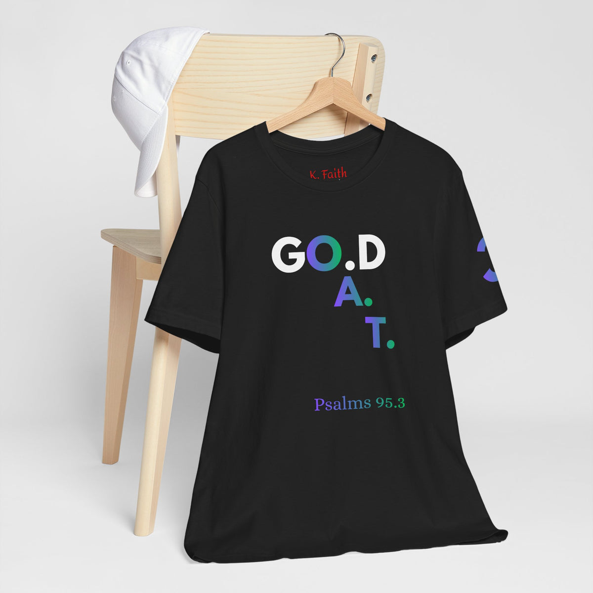God G.O.A.T Victory Vertical Psalms 95:3 T-Shirt | Christian Faith Tee