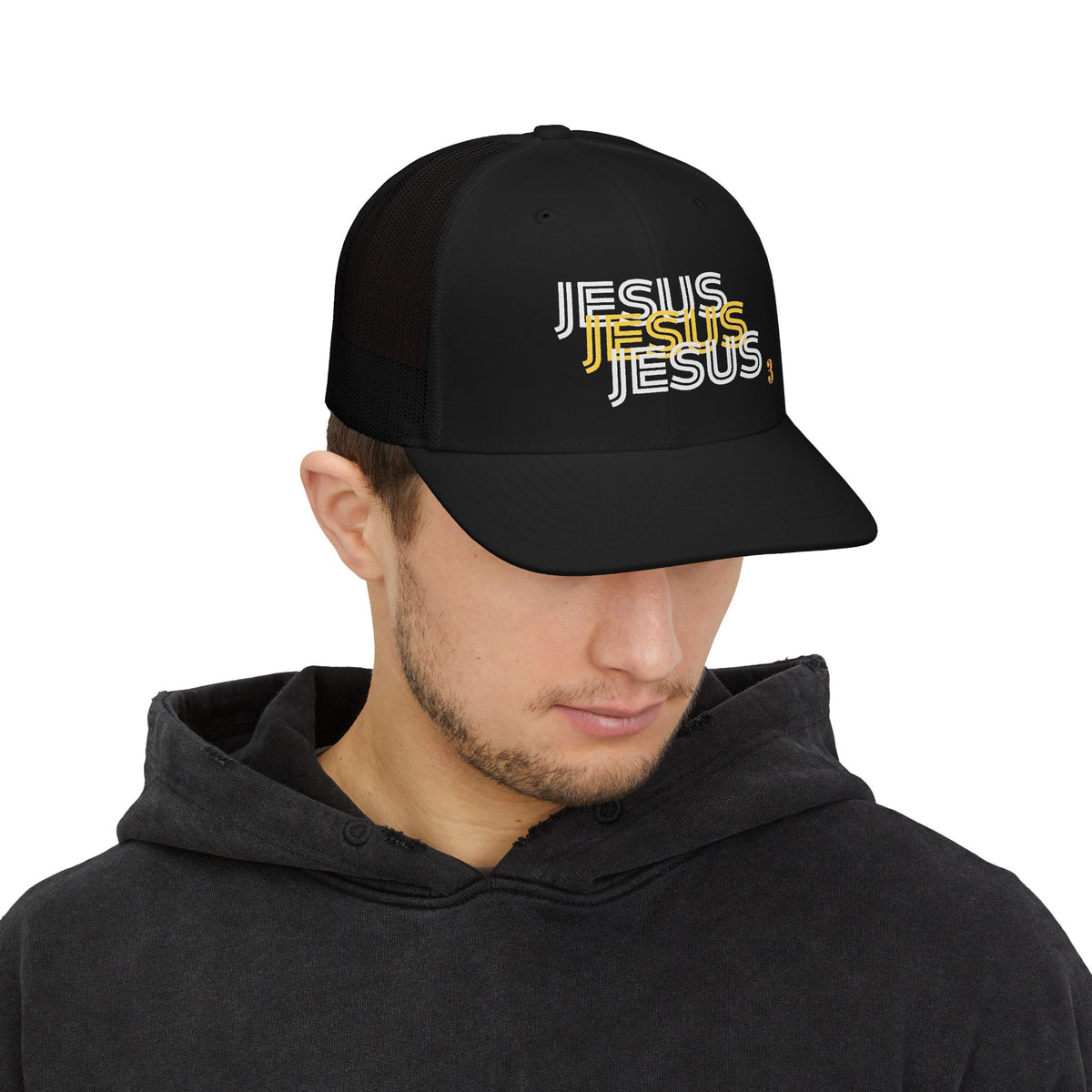 Jesus 3-N-1 Gold Stack Trucker Cap | Faith Graphic Snapback