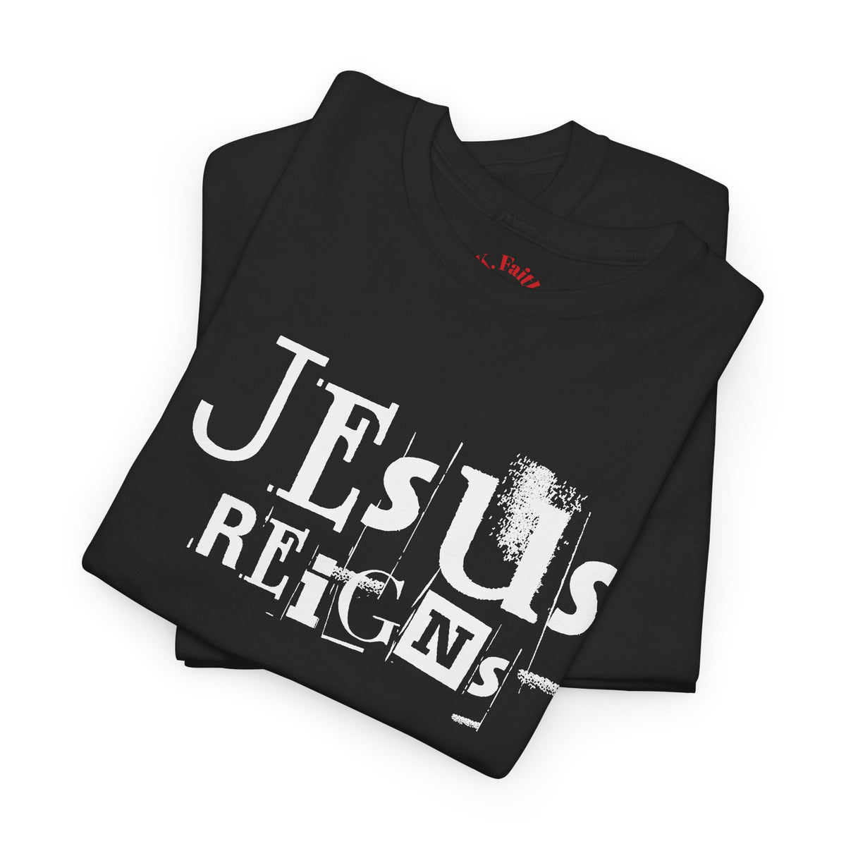 Jesus Reigns Revelation 11:15 Logo Tee | Retro collegiate script, small chest print