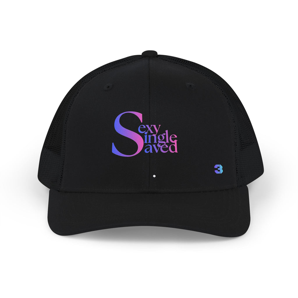 Sexy, Single, & Saved Period Stack Trucker Cap | Faith Graphic Snapback