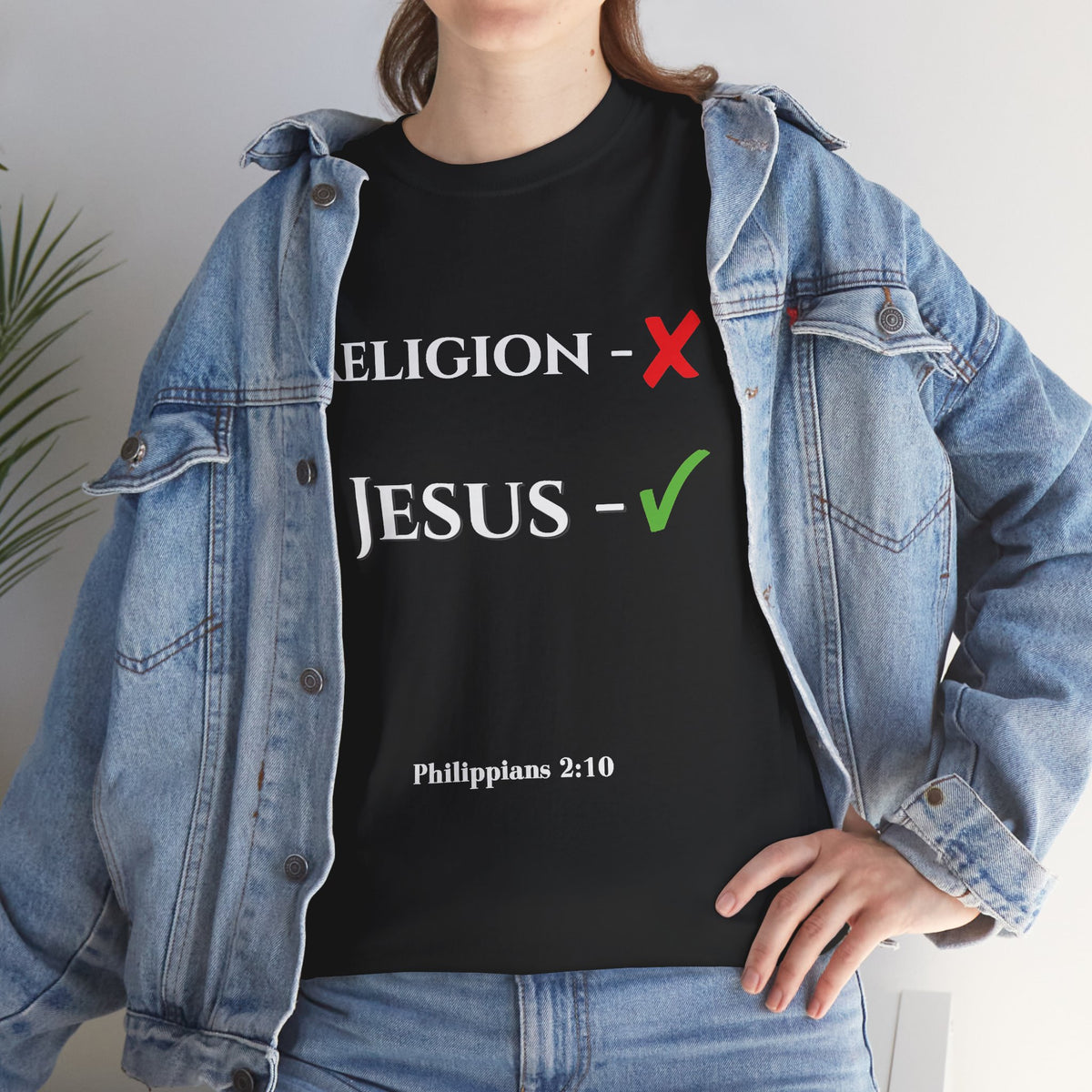 Religion ❌ Jesus ✅ Tee | Retro collegiate script, small chest print