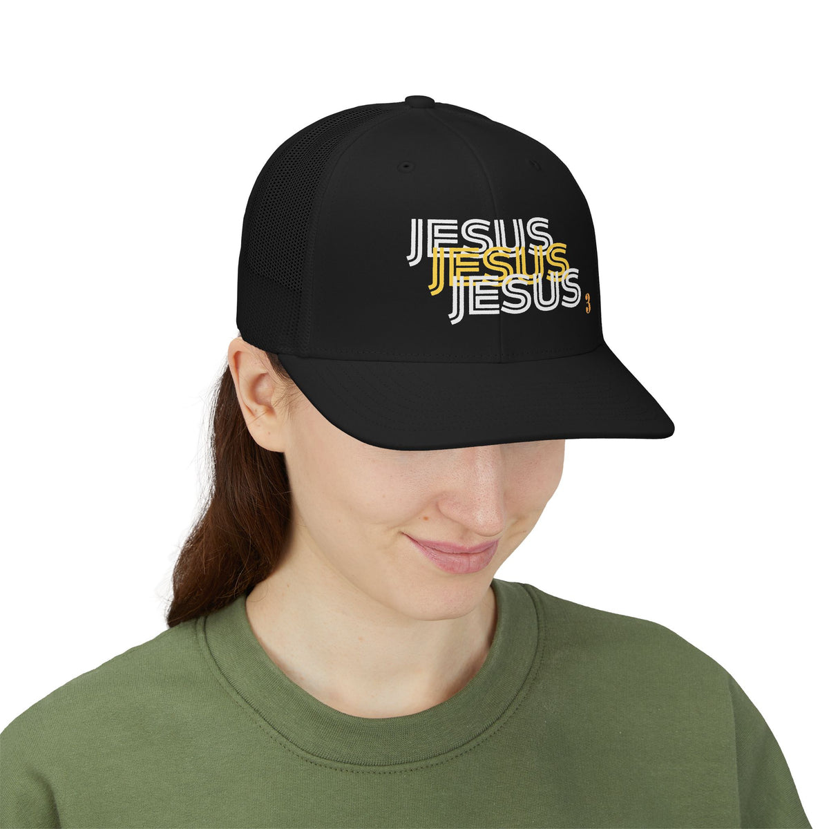 Jesus 3-N-1 Gold Stack Trucker Cap | Faith Graphic Snapback