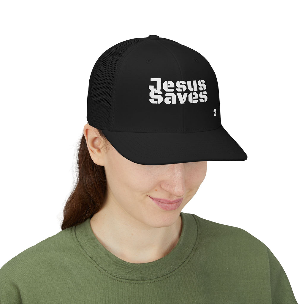 Jesus Saves Trucker Cap | Faith Graphic Snapback