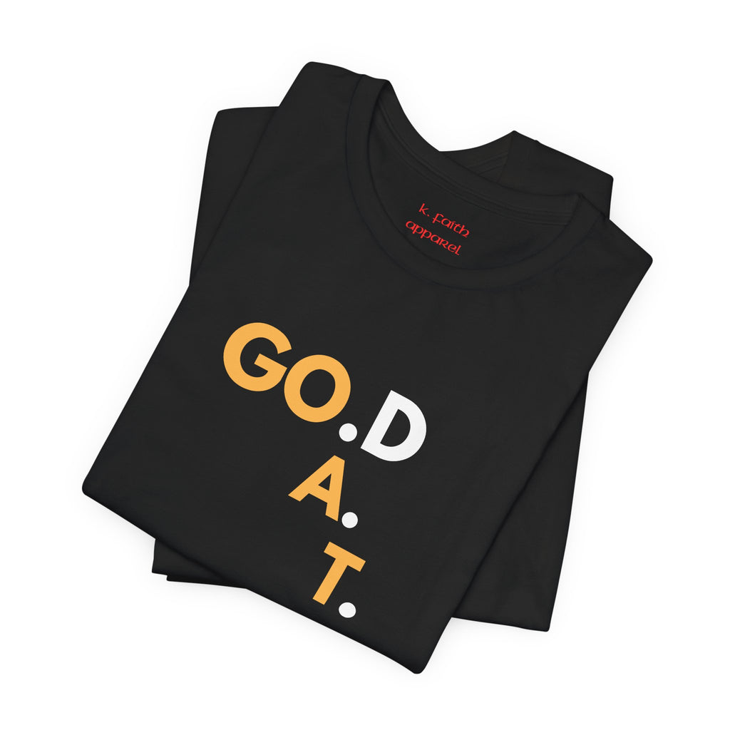 God the G.O.A.T Vertical Gold T-Shirt - Christian Faith Graphic Tee