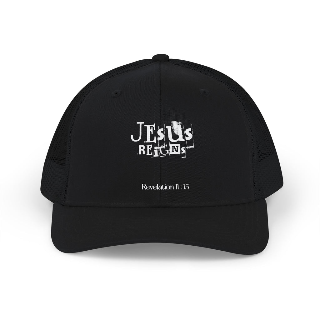 Jesus Reigns Revelation 11:15 Trucker Cap | Faith Graphic Snapback