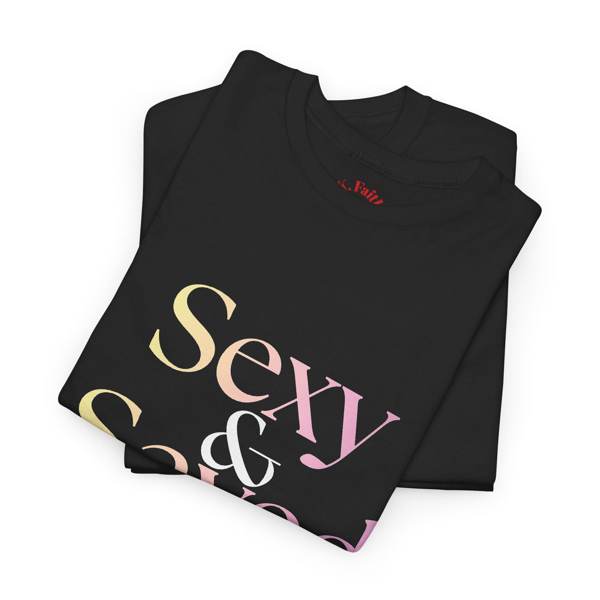 Sexy, & Saved period Teal Tropical Paradise Twist Logo Tee | Retro collegiate script, small chest print