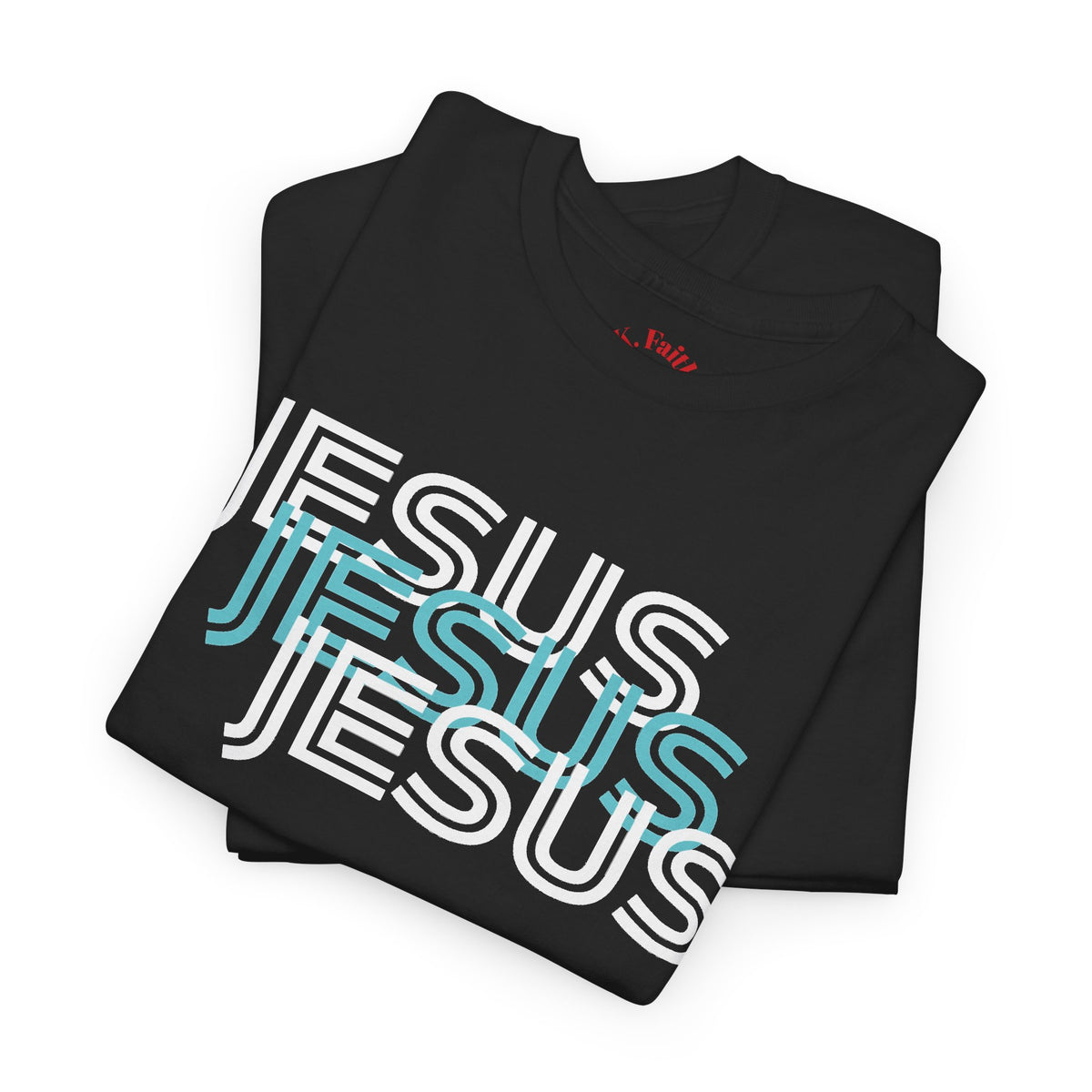 Jesus 3-N-1 Baby Blue Tee | Retro collegiate script, small chest print