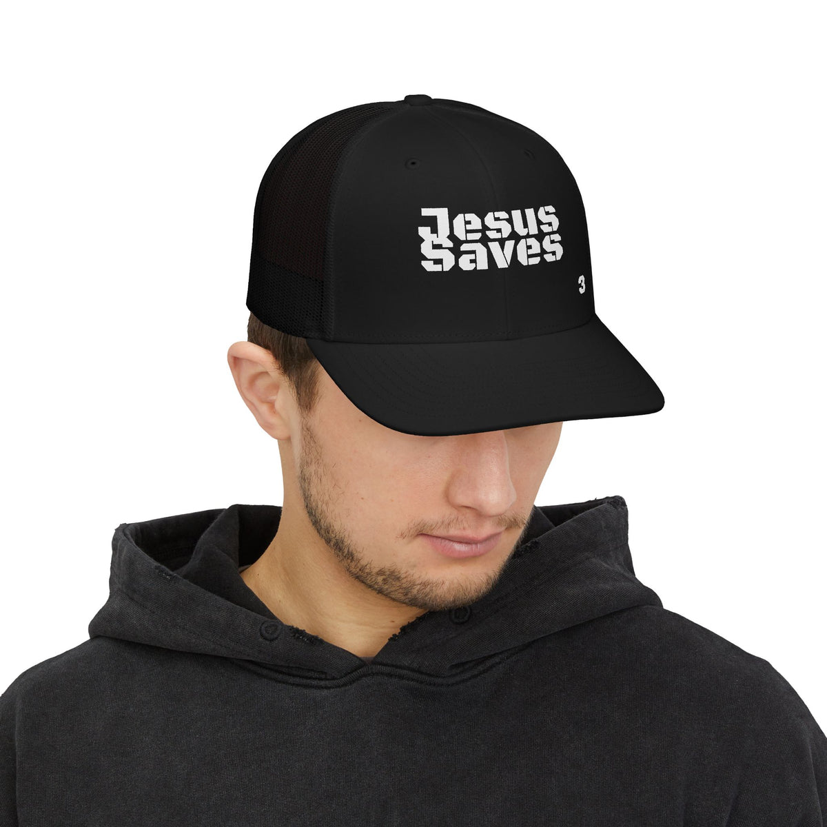 Jesus Saves Trucker Cap | Faith Graphic Snapback