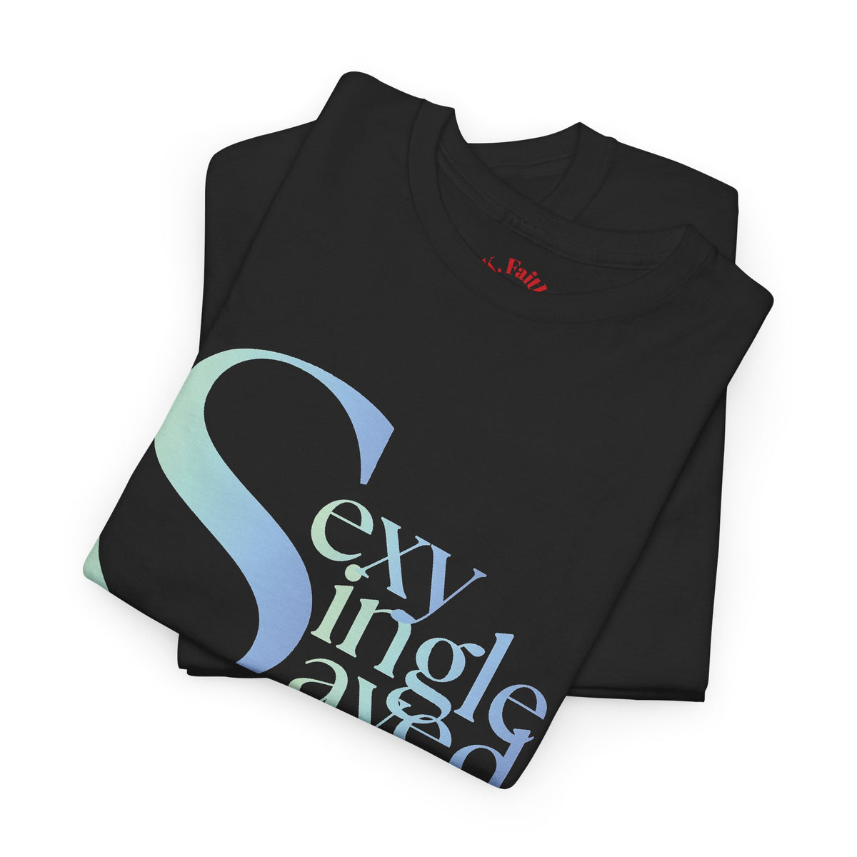 Copy of Sexy, & Saved period Teal Tropical Paradise Twist Logo Tee | Retro collegiate script, small chest print