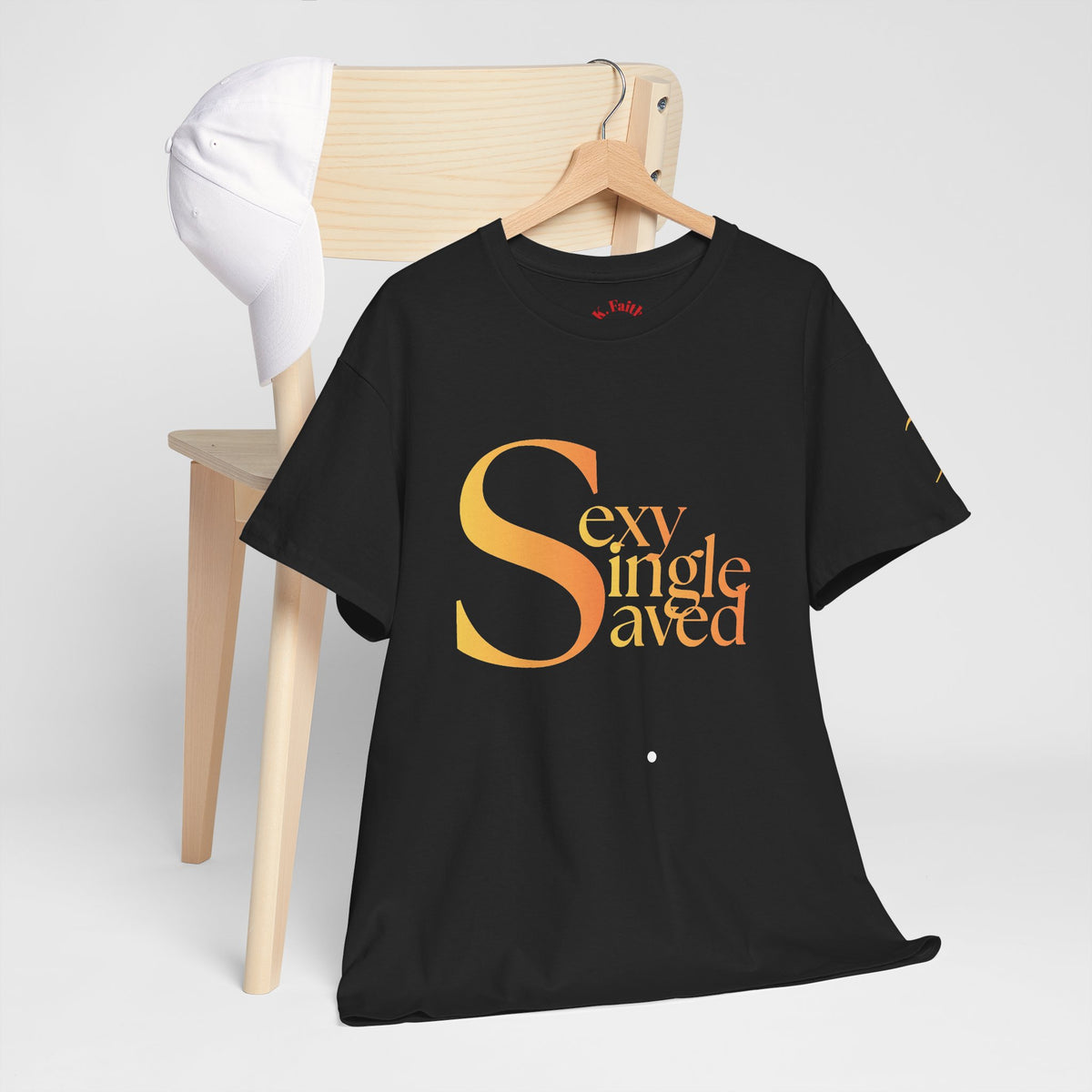 Copy of Sexy, & Saved period Teal Tropical Paradise Twist Logo Tee | Retro collegiate script, small chest print