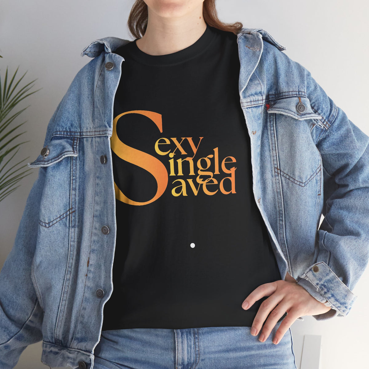 Copy of Sexy, & Saved period Teal Tropical Paradise Twist Logo Tee | Retro collegiate script, small chest print