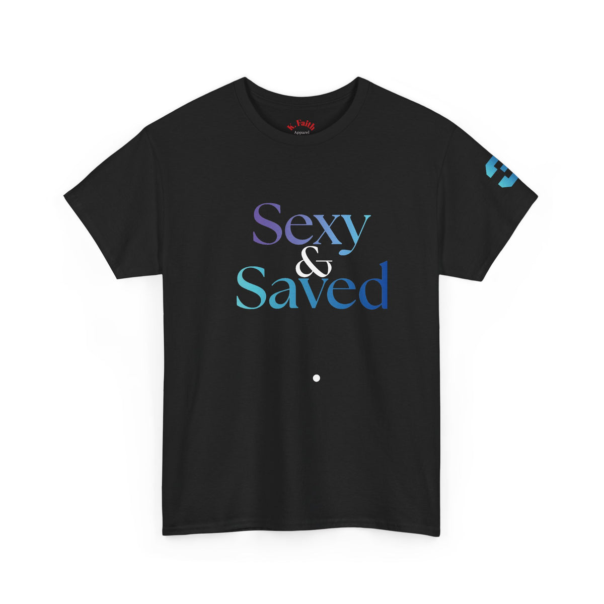 Sexy & Saved Period Logo Tee | Retro collegiate script, small chest print