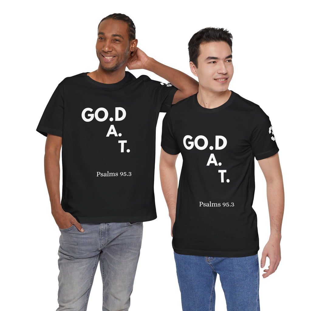 God G.O.A.T Vertical Pearl White Psalms 95:3 T-Shirt | Christian Faith Tee
