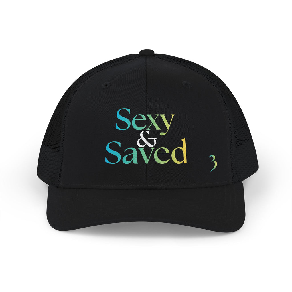 Sexy & Saved Tropical Caribbean Vibes Stack Trucker Cap | Faith Graphic Snapback