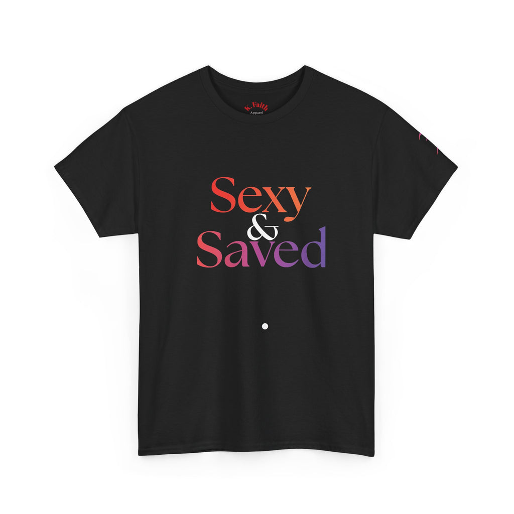 Sexy & Saved Period Fierce & Favored Logo Tee | Retro collegiate script, small chest print