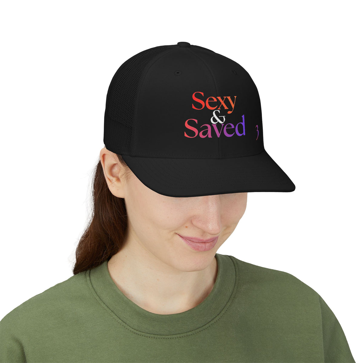Sexy & Saved Fierce & Favored Stack Trucker Cap | Faith Graphic Snapback